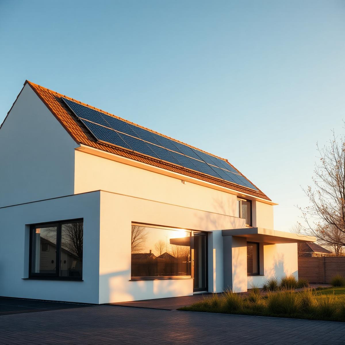 Modern duurzaam Nederlands huis met zonnepanelen